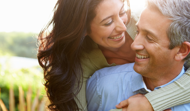 happy man and woman couple smiling