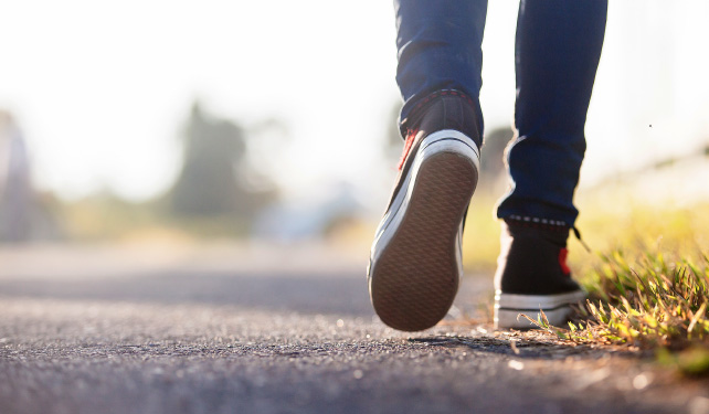 shoes walking on pavement