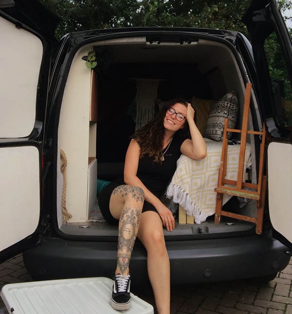 Chloe Dymond in her van