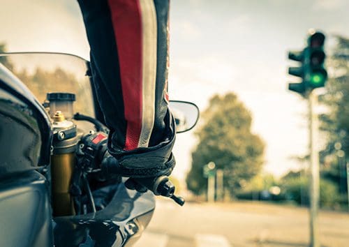 Motorbike being driven on a road