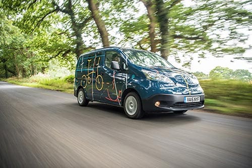 Van driving on a road