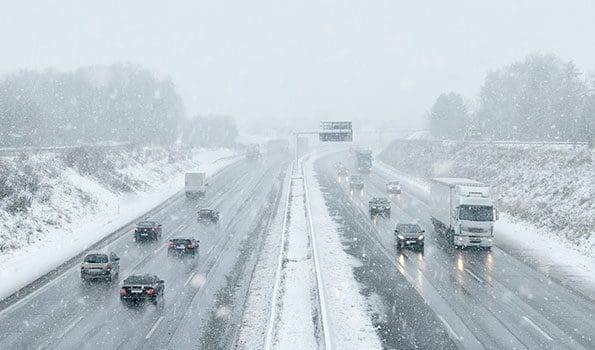 motorway in the snow