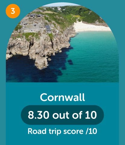 Cornwall 3rd most popular