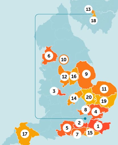 Top places for road accidents map